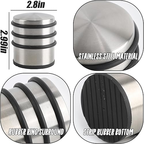 Miniatura 4 de MEKBOK Tope de puerta de piso resistente, sin taladros, topes de puerta, cuña de goma para puerta, con goma antideslizante, cuña de seguridad