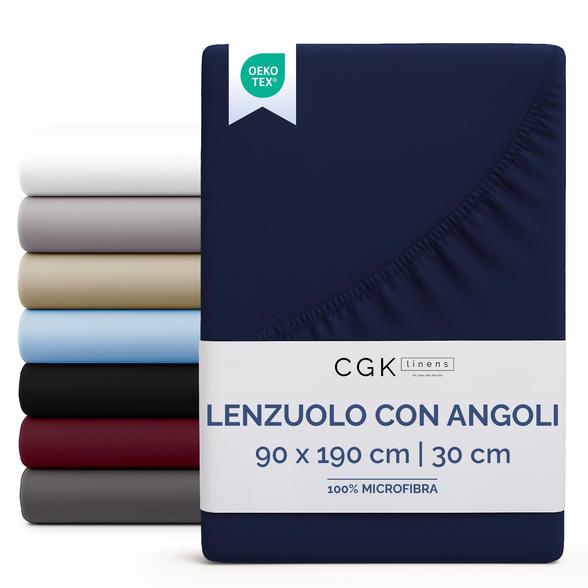 Lenzuolo con angoli 90x190 Blu marino, profondità 30 cm - Lussuoso lenzuolo con angoli - Per materassi fino a 30 cm (12") di altezza - Morbido, senza pieghe e traspirante - 90x190 - singola