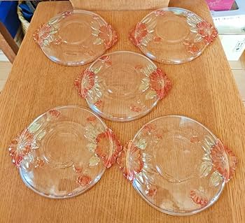 Amazon.co.jp: 品 昭和レトロ ガラス デザート皿 スプーン 5客