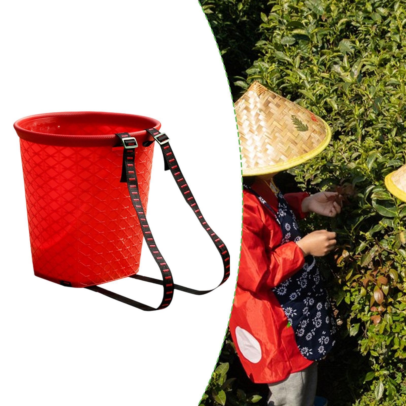 Cestino posteriore per acqua, secchio agricolo portatile per raccolta frutteto, con cinghie, per shopping, escursionismo, pesca, picnic, rosso