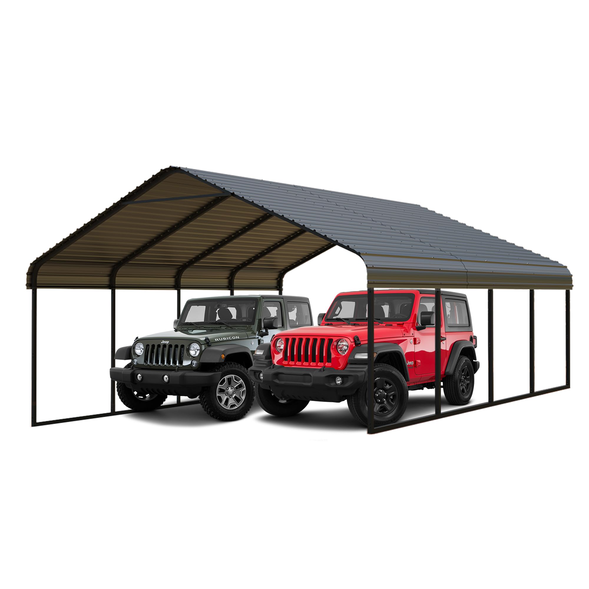 20x20 FT Heavy Duty Metal Carport with Galvanized Steel Roof & Frame - All-Weather Portable Garage Shelter for 2 Cars, Safe Boat Cover & Yard Protection (Incomplete box 2 missing box 1)