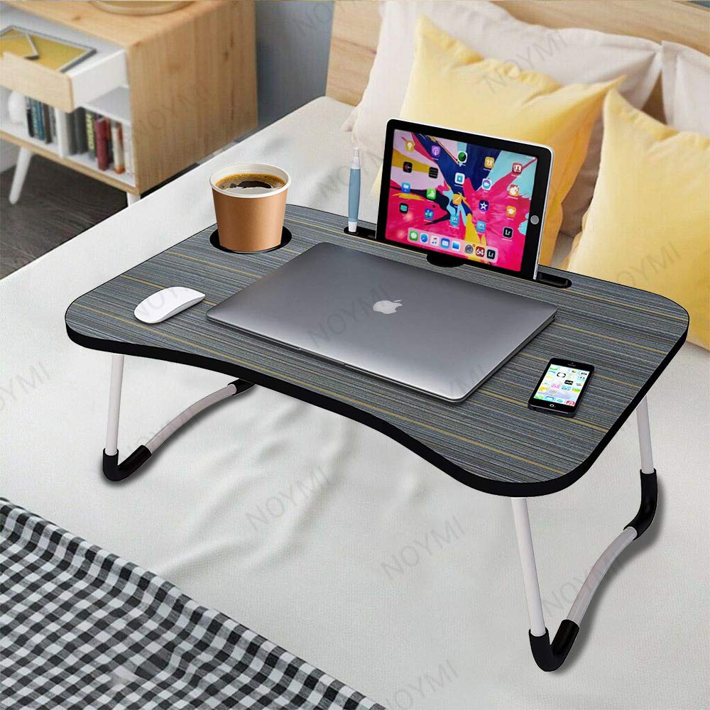 Foldable Bed Study Table Portable Multifunction Laptop Lapdesk for Children Foldabe Work Office Gaming Home Tablet Slot Cup Holder Multipurpose Holder Table,Breakfast Portable/Ergonomic Rounded Edges
