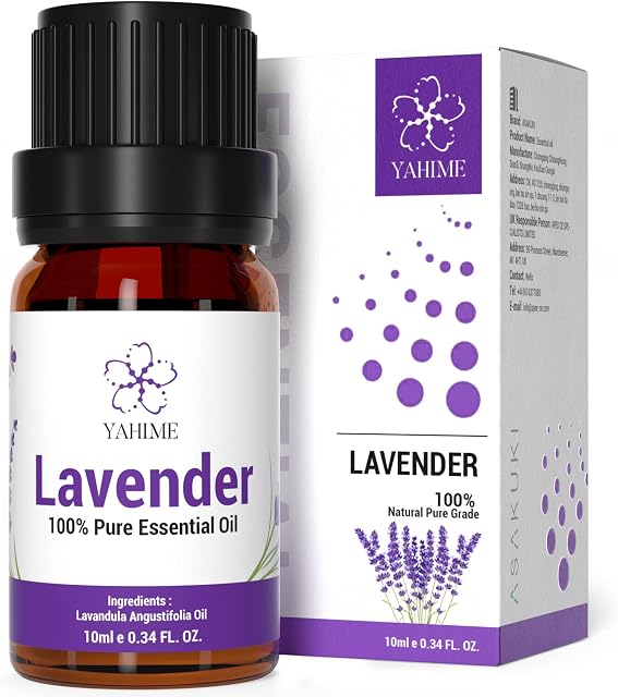 ASAKUKI Lavender Essential Oil for Relaxation and Stress Relief, 10mL - Premium Therapeutic Grade, Cruelty Free - 100% Pure Lavender Oil for Aromatherapy, Home Made Making & More by YAHIME