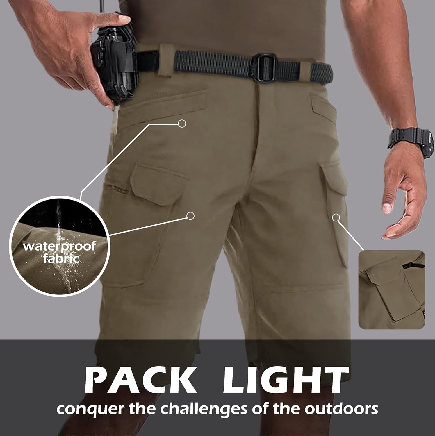 Cargo Shorts for Man Waterproof Stretch Multi Pockets Quick-Dry Outdoor Camping Running Athletic Men's Shorts - Image 4