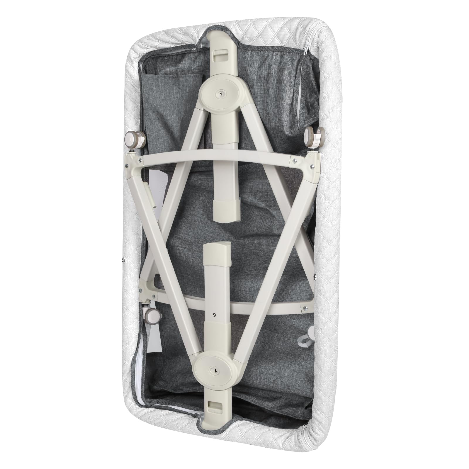 HUOLE 3 in 1 Berceau Cododo avec Matelas et Moustiquaire, lit bébé Portable avec roulettes, 92x52x106-118 cm Gris Lin