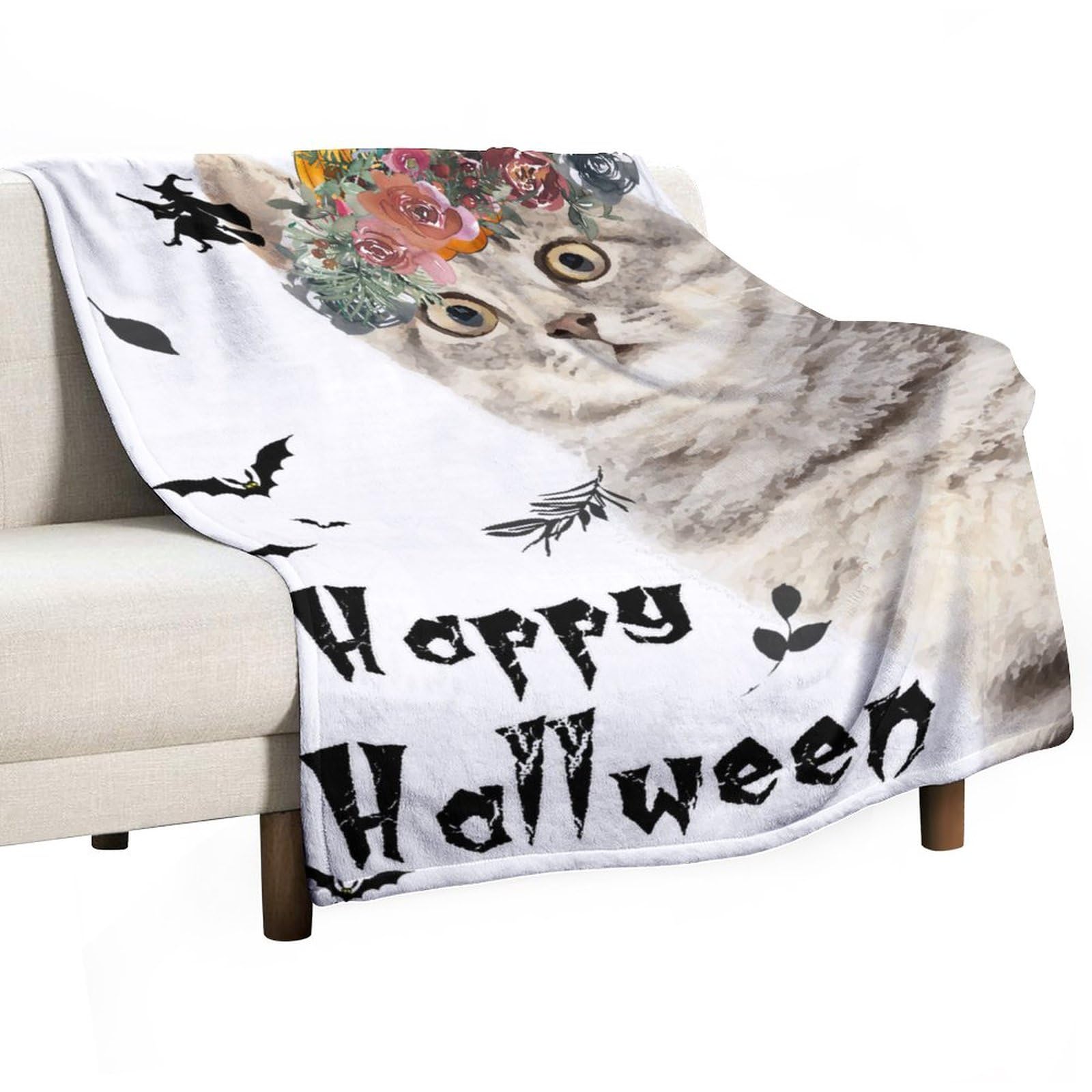 Couverture en peluche Halloween : cadeau idéal pour maman et passionnés de chats
