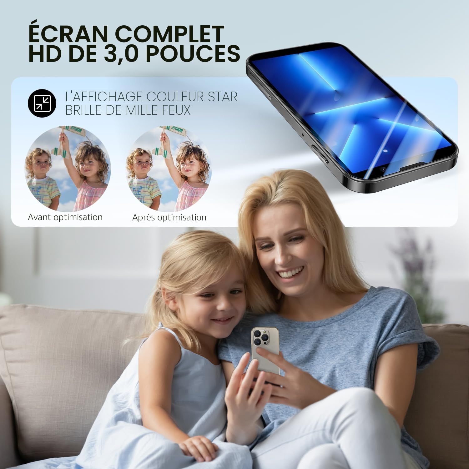 Mini Smartphone XS18pro débloqué, écran 3.0 », Batterie 900mAh, boîtier Ultra Fin, Appareil Photo 5MP, Meilleur Cadeau pour Les Enfants (Noir)
