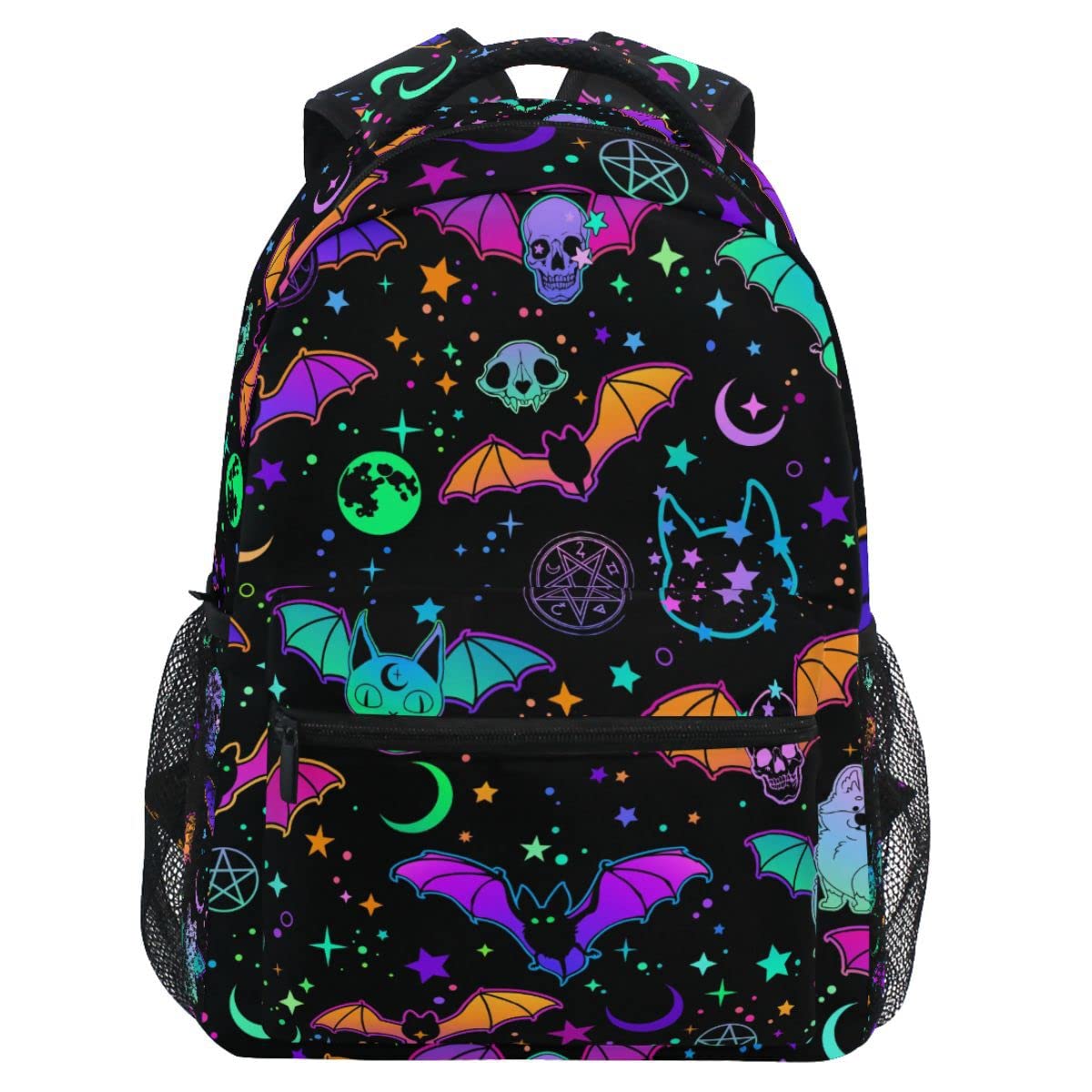 Wpamlrta Unisex Kids Skull 10 Student School Bag Magic Skulls Bat And Animal Backpack For Girls Boys College Bookbag Laptop Rucksack Travel Backpack For Adult Teen Casual Daypack