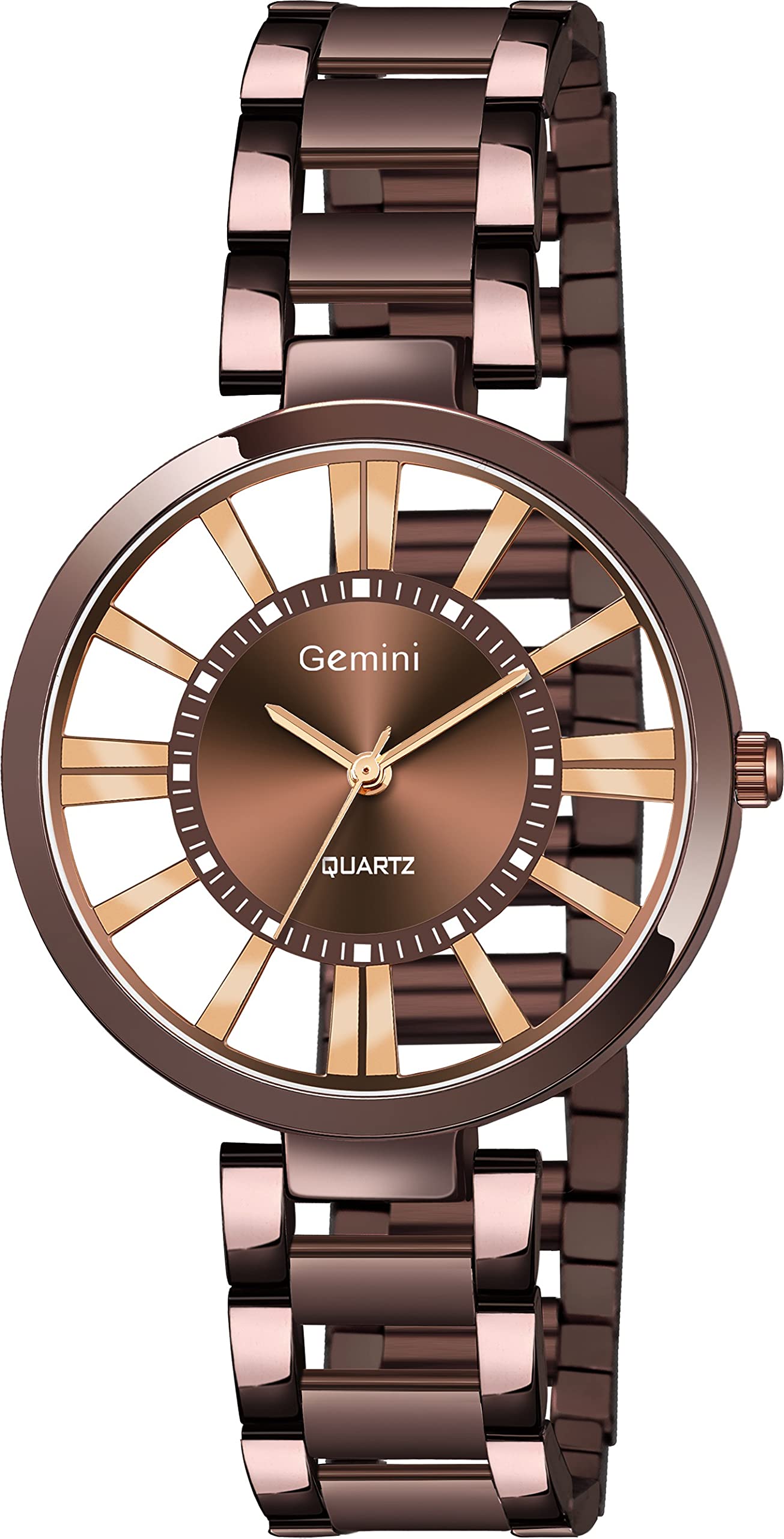 Gemini Analog Rose Gold Dial Womens Watch -JMD HOL L07B with Brown Stainless Steel Bracelet Strap (B09C2KZDTR) Amazon Price History, Amazon Price Tracker