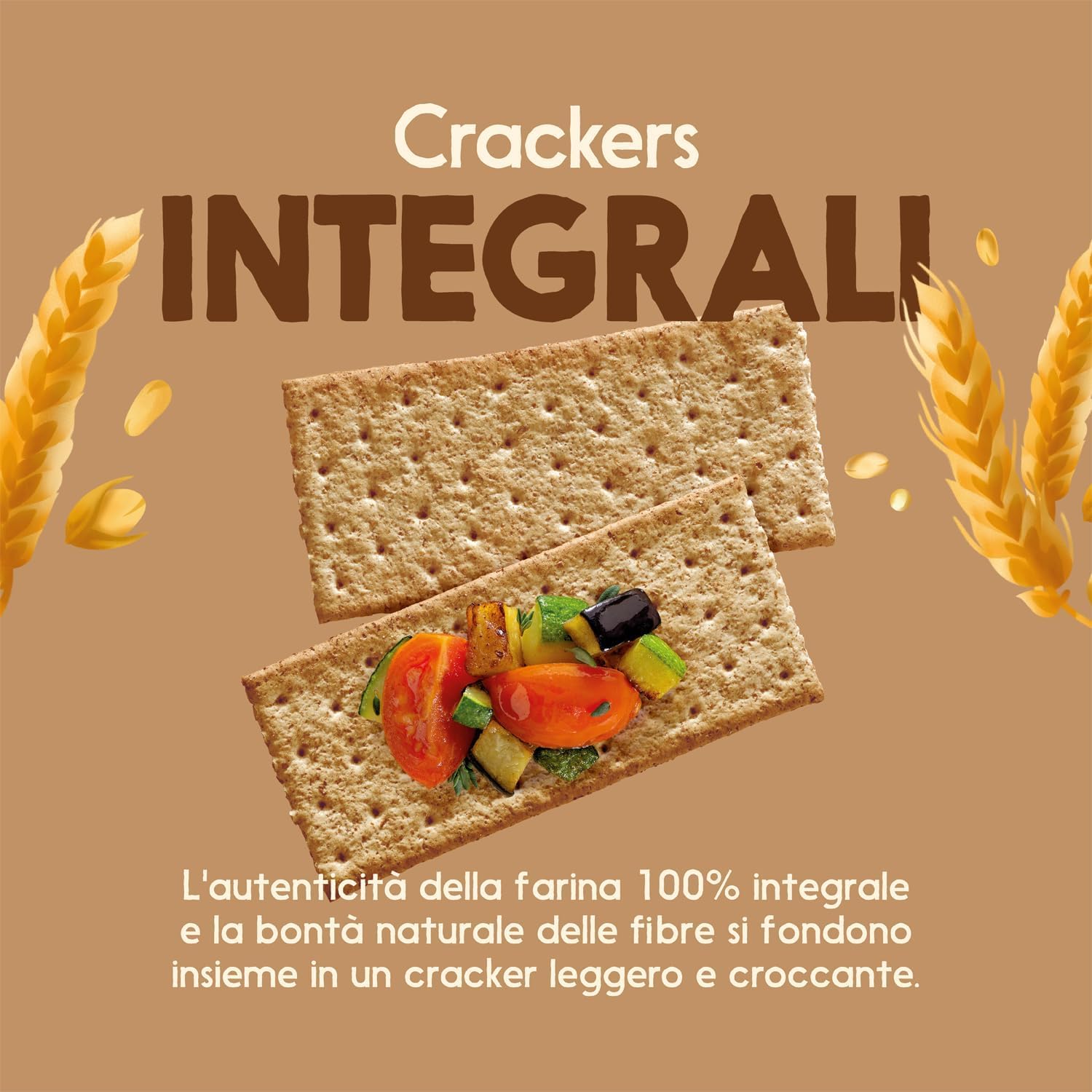 Crackers Integrali 400g Ricchi di Fibre 100% Farina Integrale Snack Salato Colazione Variazioni 4/8/12 Confezioni (12 PEZZI)