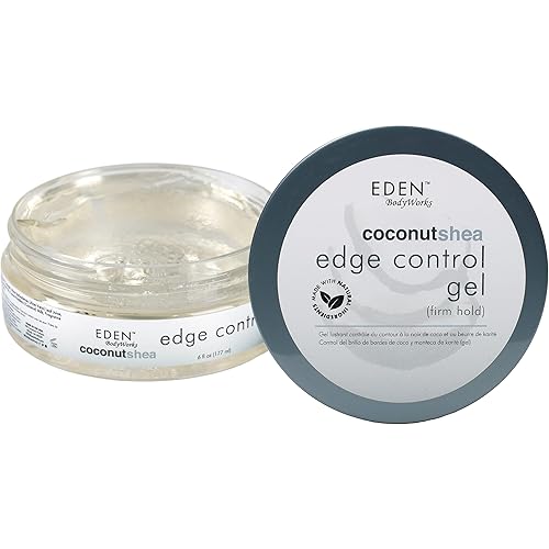 EDEN BodyWorks Coconut Shea Edge Control Gel | Strong Hold Edge Tamer for Curly Hair Styling | Flake-Free, Non-Greasy Formula | Moisturizes & Adds Shine | 6 oz