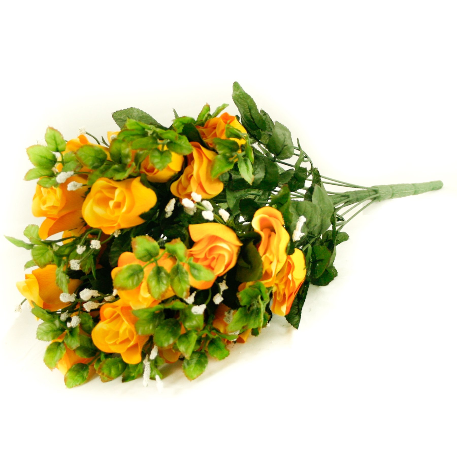 FloristryWarehouse Artificial silk flower Rose & Gyp bunch 24 stems of Yellow Roses 55cm