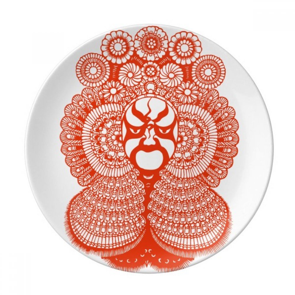 Assiette à dessert opéra chinois en porcelaine rouge 21cm pour décoration de table de dîner