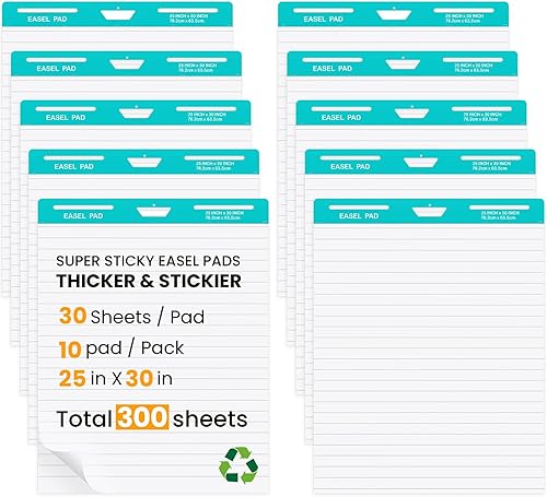 OLenyer Almohadilla de caballete súper pegajosa, 25 x 30 pulgadas, papel autoadhesivo grande para suministros de oficina, escuela, aula, 30