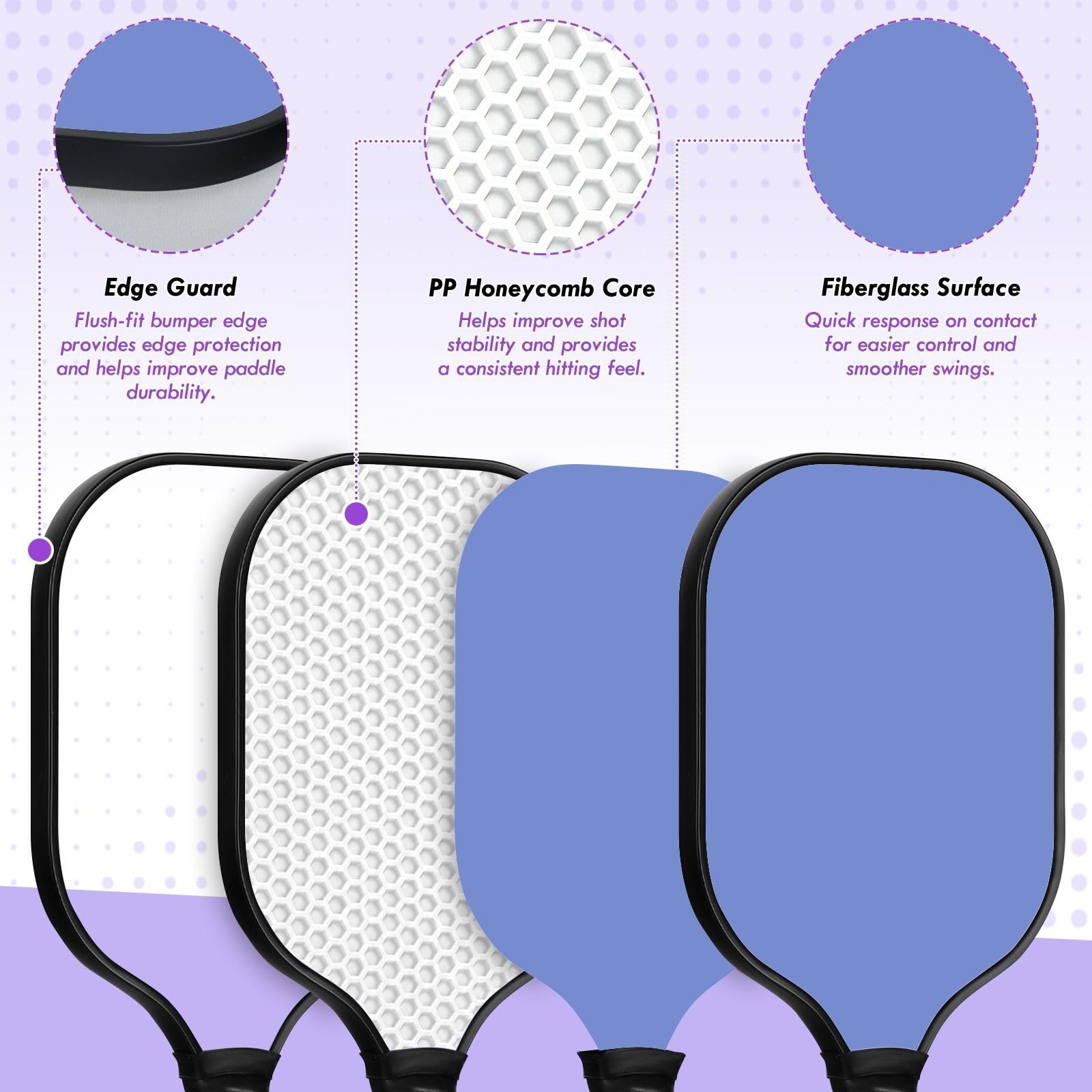 Paleta de pickleball de carbono con textura de color liso azul roya