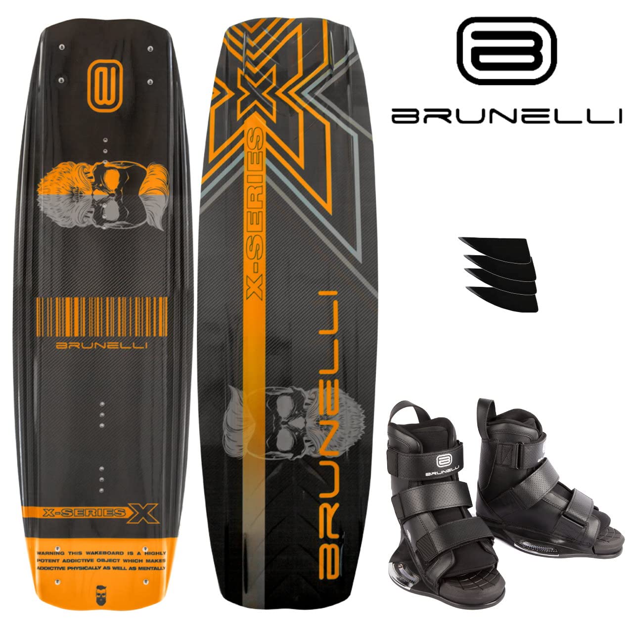 Brunelli Ensemble planche de wakeboard carbone 138 cm
