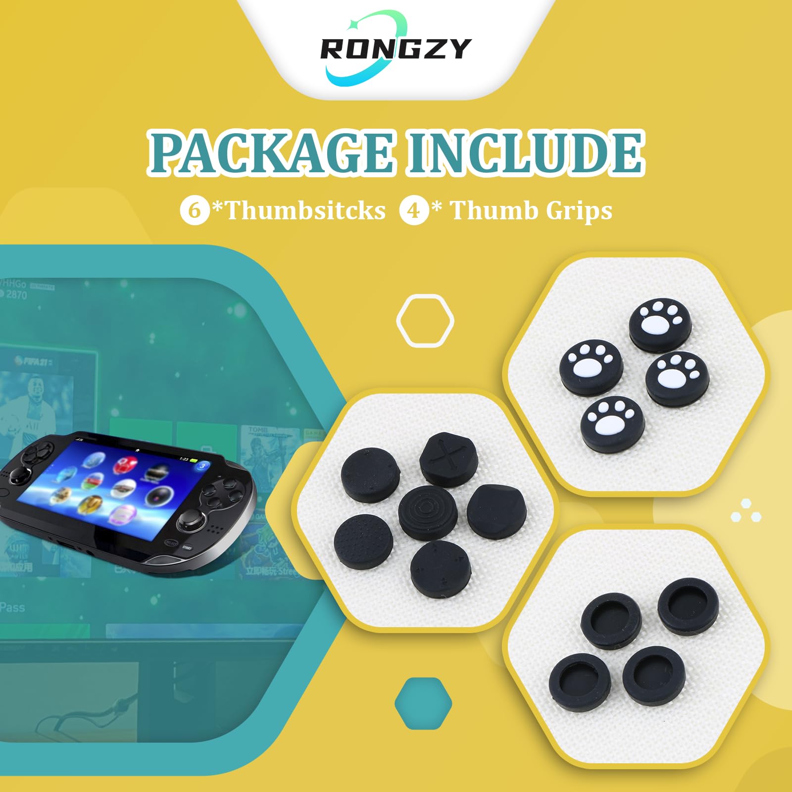 RongZy 6Piezas Joystick Kit de Reparación para PS Vita PSV 2000 2001 Thumbstick Reemplazo de Analógico Joystick Accesorios con Thumb Grips Herramientas Reparación — view 7