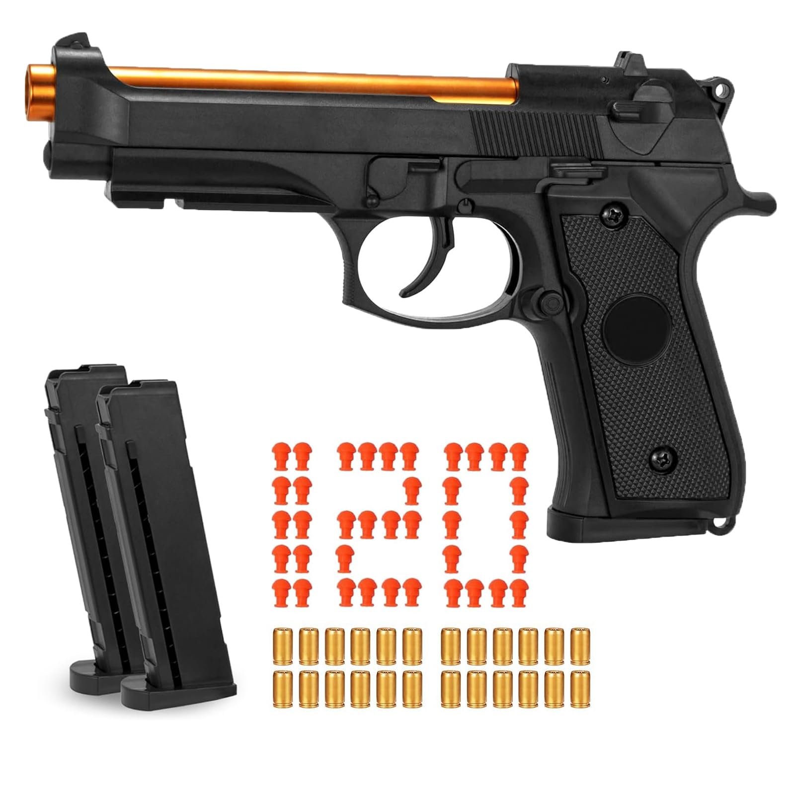Toy Gun, Children's Soft Toy Guns, 24shells120 Soft Bullets, Empty Shell Toy Guns, Christmas and Birthday Gifts (Black)