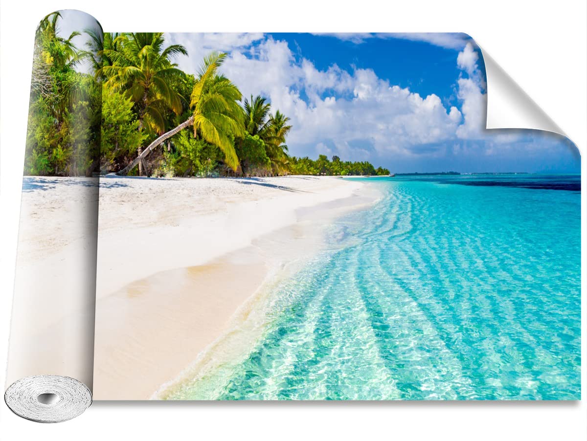 Papier Peint Auto-Adhésif 250x104cm pour créer une ambiance plage de palmiers salon