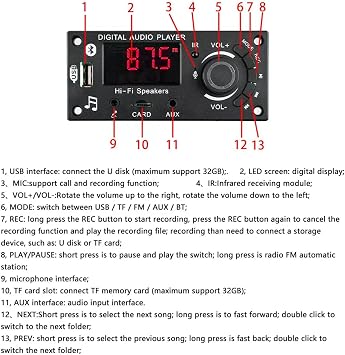 Bluetooth Amplifier Decoder Board MP3 Decoder Board with Remote Control Accessory