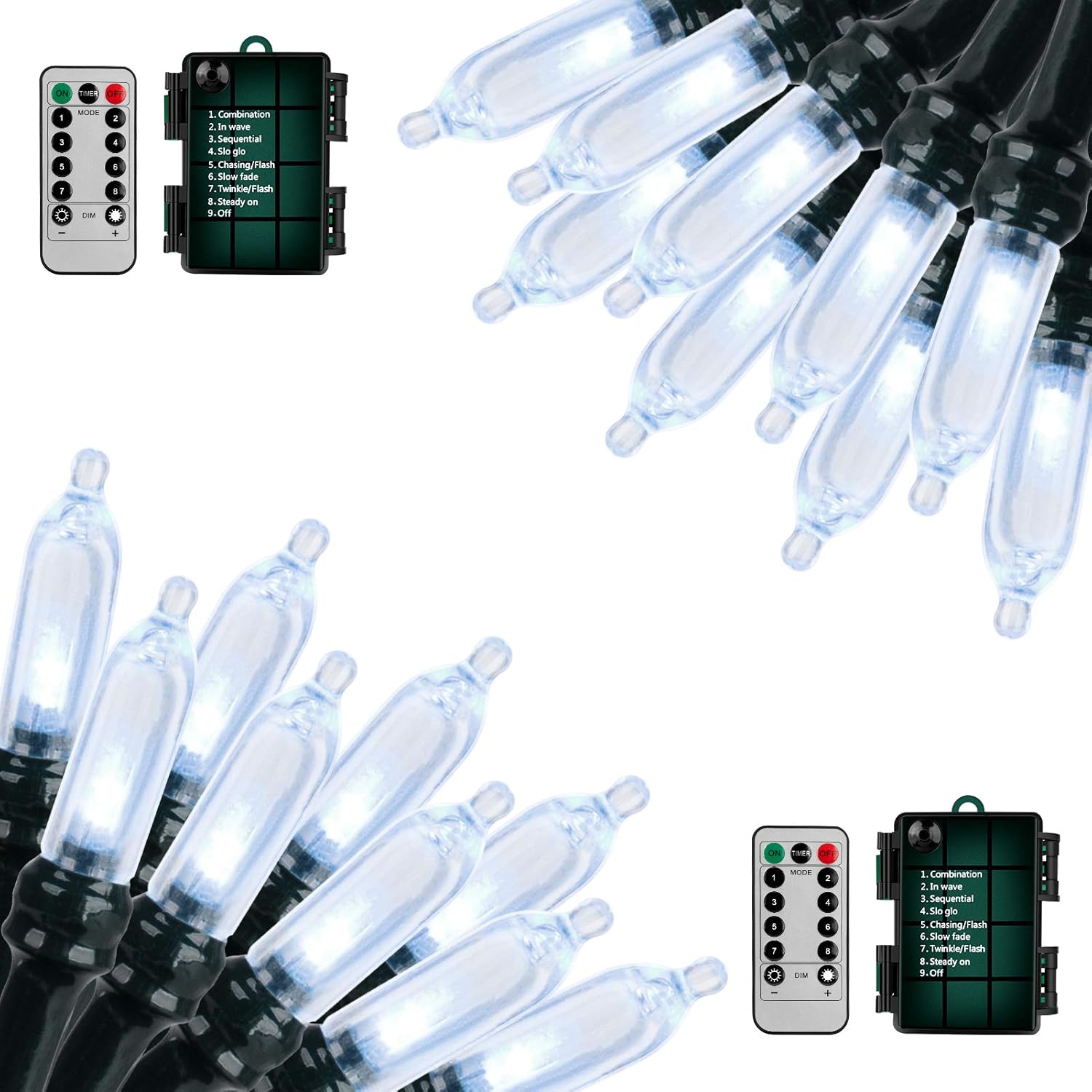 18ft Battery Operated String Lights,Outdoor String Lights Christmas Lights 50 Led String Lights with Remote Timer Waterproof for Indoor Outdoor Garden Party Christmas Decoration, Cool White