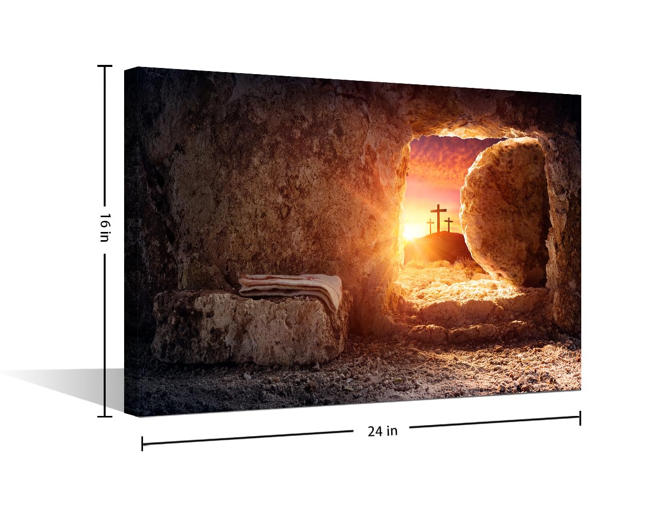 1 Panel Framed Wall Art Tomb Empty With Shroud And Crucifixion At Sunrise - Image 2