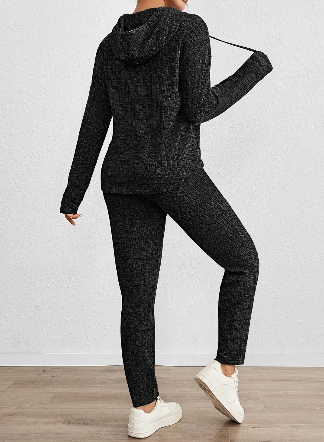 Fixmatti Women Pullover Hoodie Sweat Set Long Sleeve Ribbed Sweatsuit Tracksuits with Pocket - Image 4