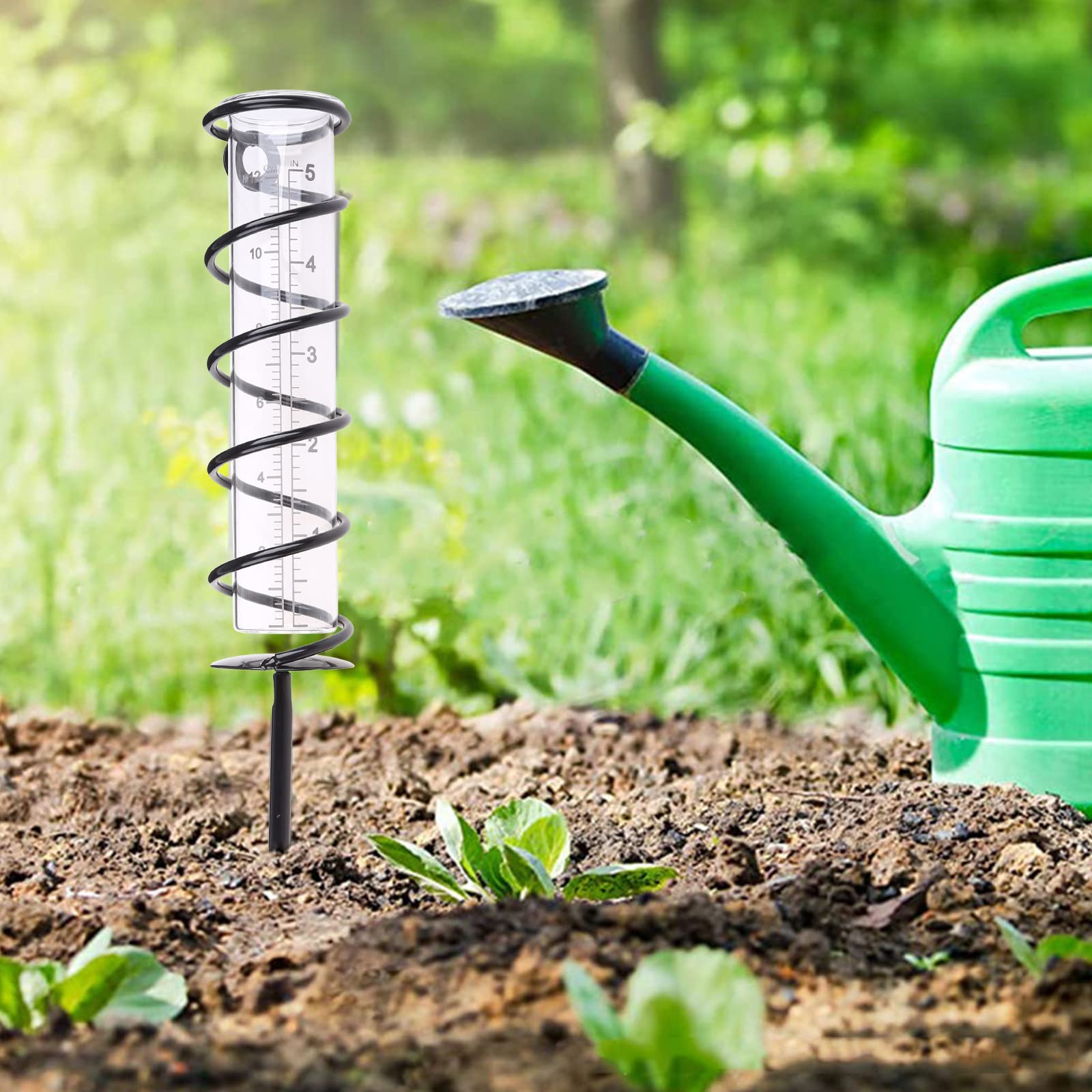 2 Pluviometri In Vetro Con Picchetto - Misuratore Precipitazioni Per Giardino, Esterno, Scala 14 Cm - Foto 7