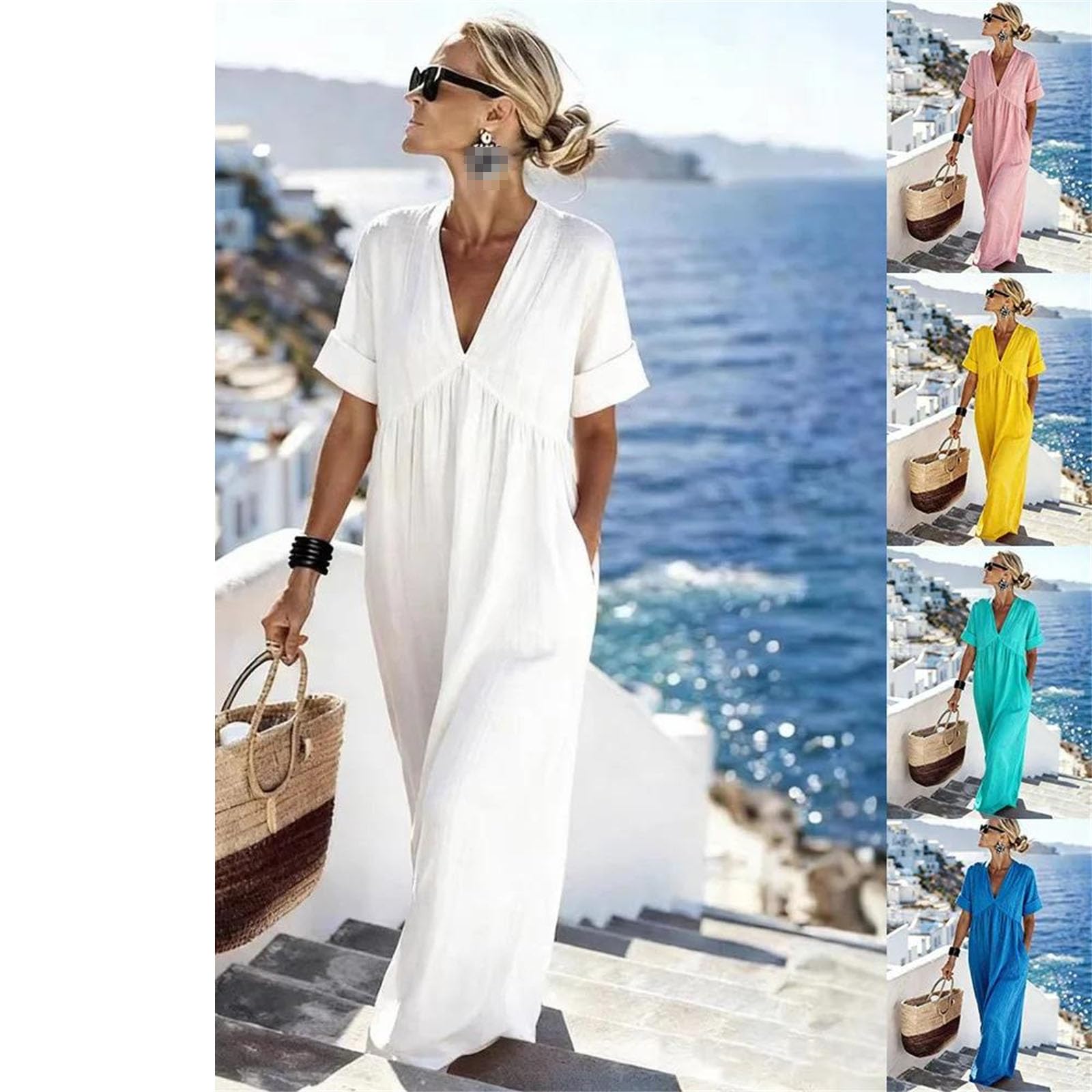 Vestidos largos sueltos e informales para mujer, a la moda, de verano, acampanado, vestido midi elegante y vintage