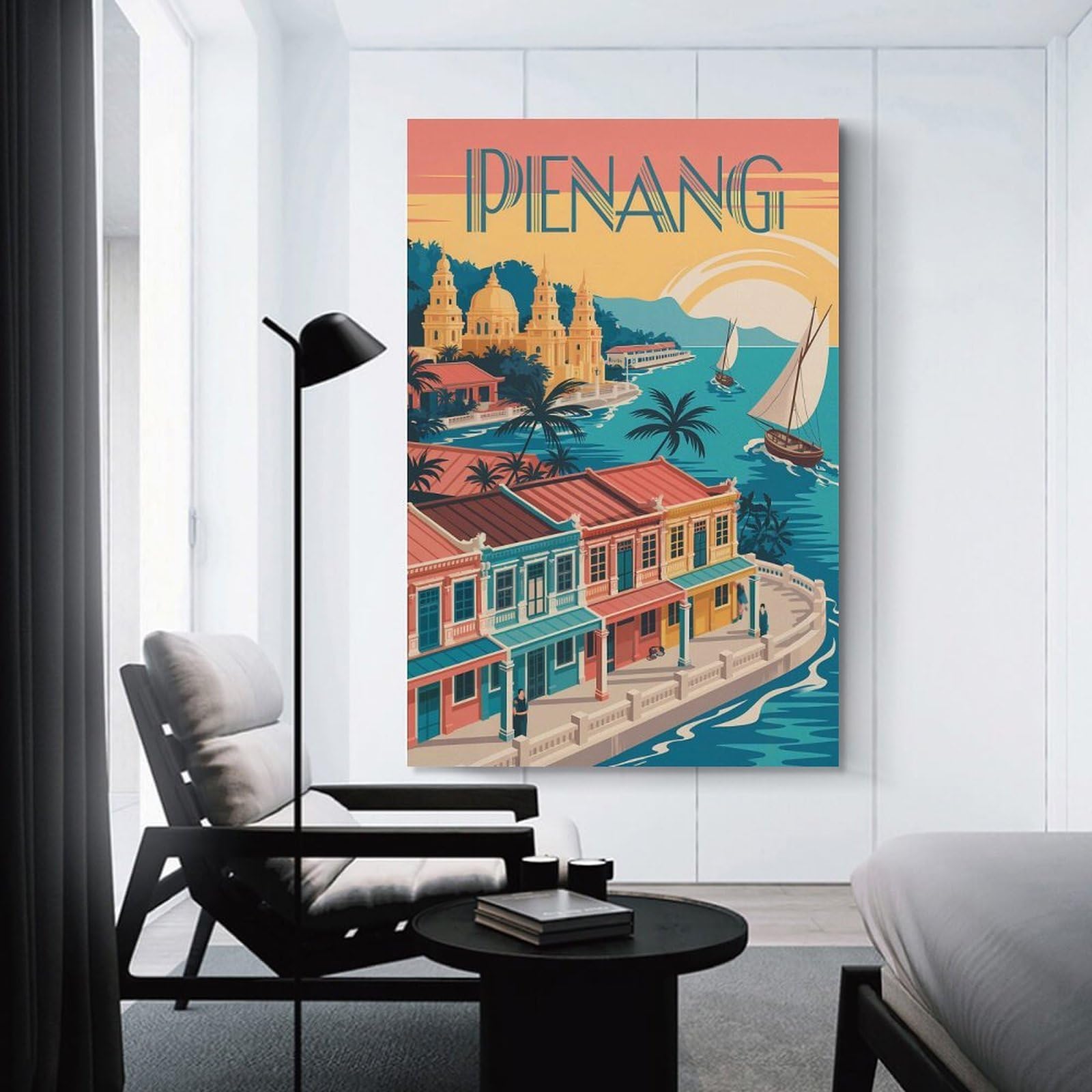 Junmoney Penang Travel Canvas Wall Decor 20x30inch(50x75cm), for Entrance Walls, Hall Decor Or Foyers, Wall Decor to Refresh Empty Corners
