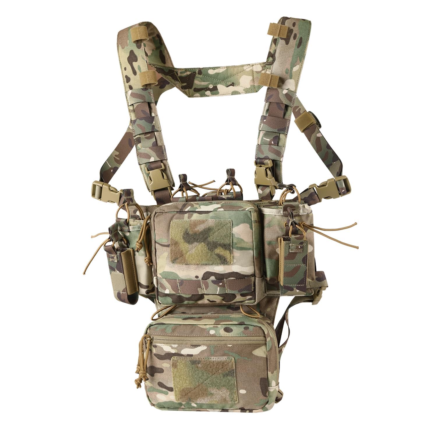 Votagoo Unisex Cp Camo Chest Rig-Tactical Chest Rig, Adjustable & Detachable Molle Micro Chest Rigs, With 5.56/7.62 Magazine Pouch, Pistol Pouch