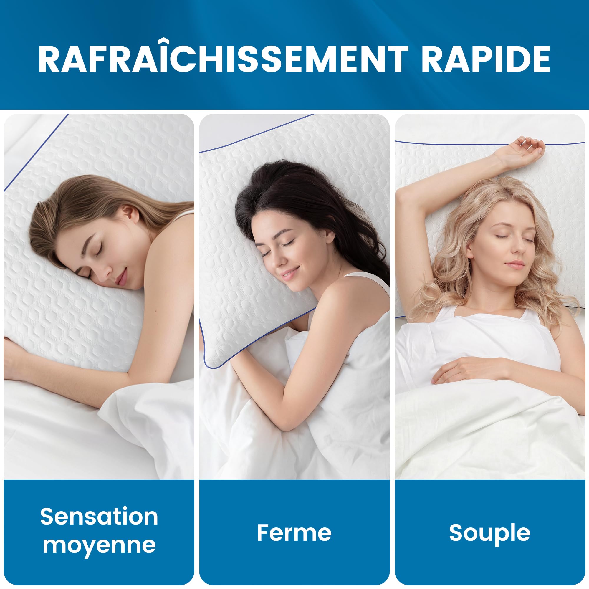 BedStory - Juego de 2 almohadas de memoria (40 x 60 cm) | Funda lavable de seda helada – Altura personalizable – Hipoalergénica – Firme y adaptable – Ergonómica Cervical