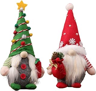 Verve Jelly 2-Piece Set Gonk Gnome Plush Christmas Decoration Handmade Tomte for Gift Tiered Tray Party Farmhouse Home Table Kitchen Shelf Display Decorations