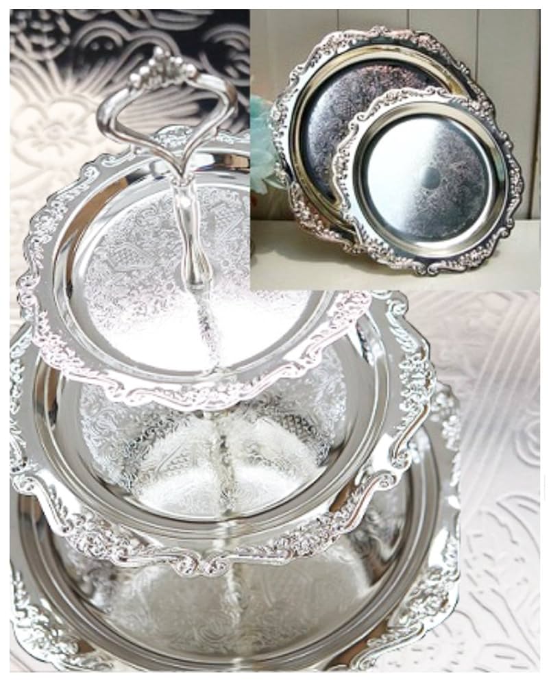 3段シルバーケーキスタンド バタフライ式 made in England 3段シルバーケーキスタンド バタフライ式 made in England 楽天