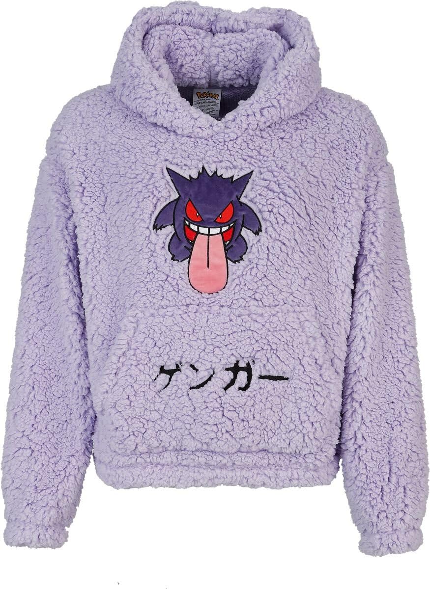 Pokémon Gengar - Teddy Donna Felpa con Cappuccio Lilla 100% Poliestere Regular