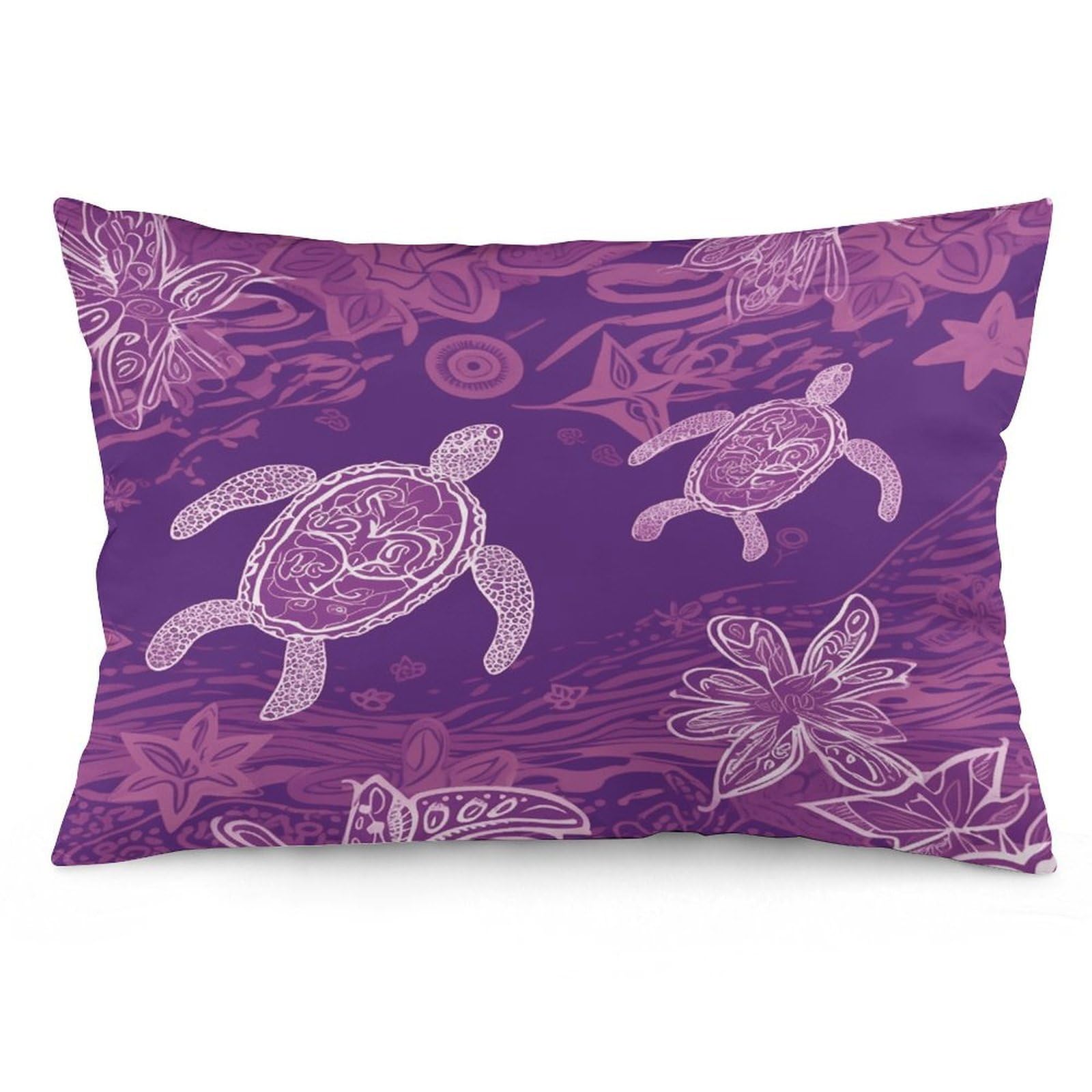 Hawaii with Purple Sea Turtle Throw Pillow Cover Soft Pillow Case Decorative Lumbar Pillow Cover Cozy Throw Pillowcase Polyester Rectangular Cushion Case Decor for Couch Sofa Bed