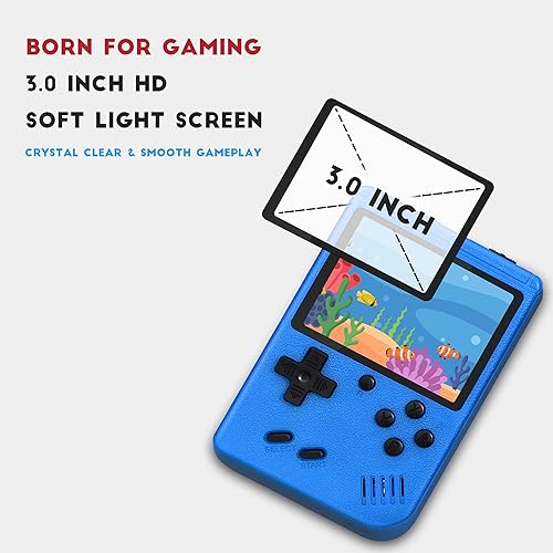 Miniatura 2 de Consola de juegos portátil retro, consola de videojuegos portátil con 500 juegos clásicos, pantalla HD de 3.0 pulgadas, soporte de TV y dos