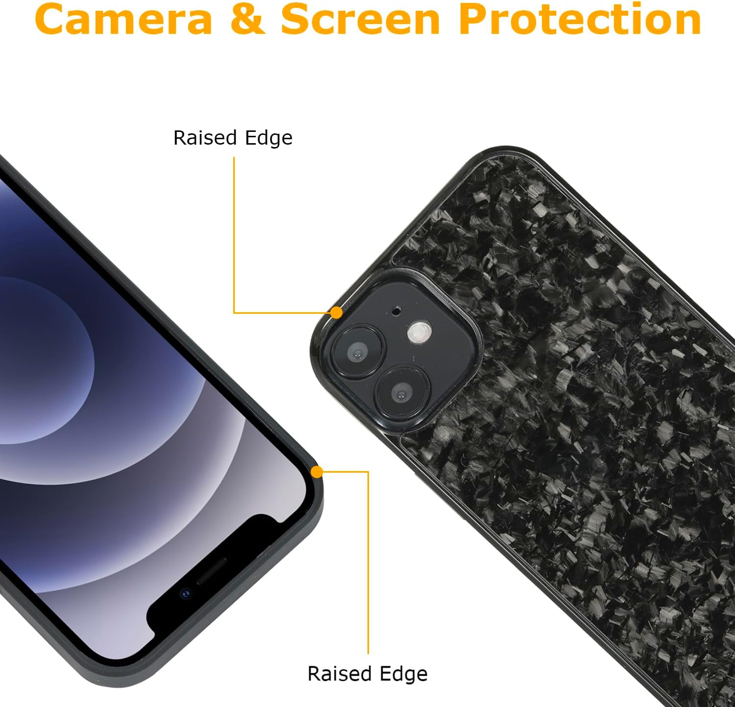 Grip Series for iPhone 12 Mini Case with Real Forged Carbon Fiber, Built-in Metal Plate for Magnetic Mount, Works with Qi-Certified Chargers, Glossy Black/Forged image 5
