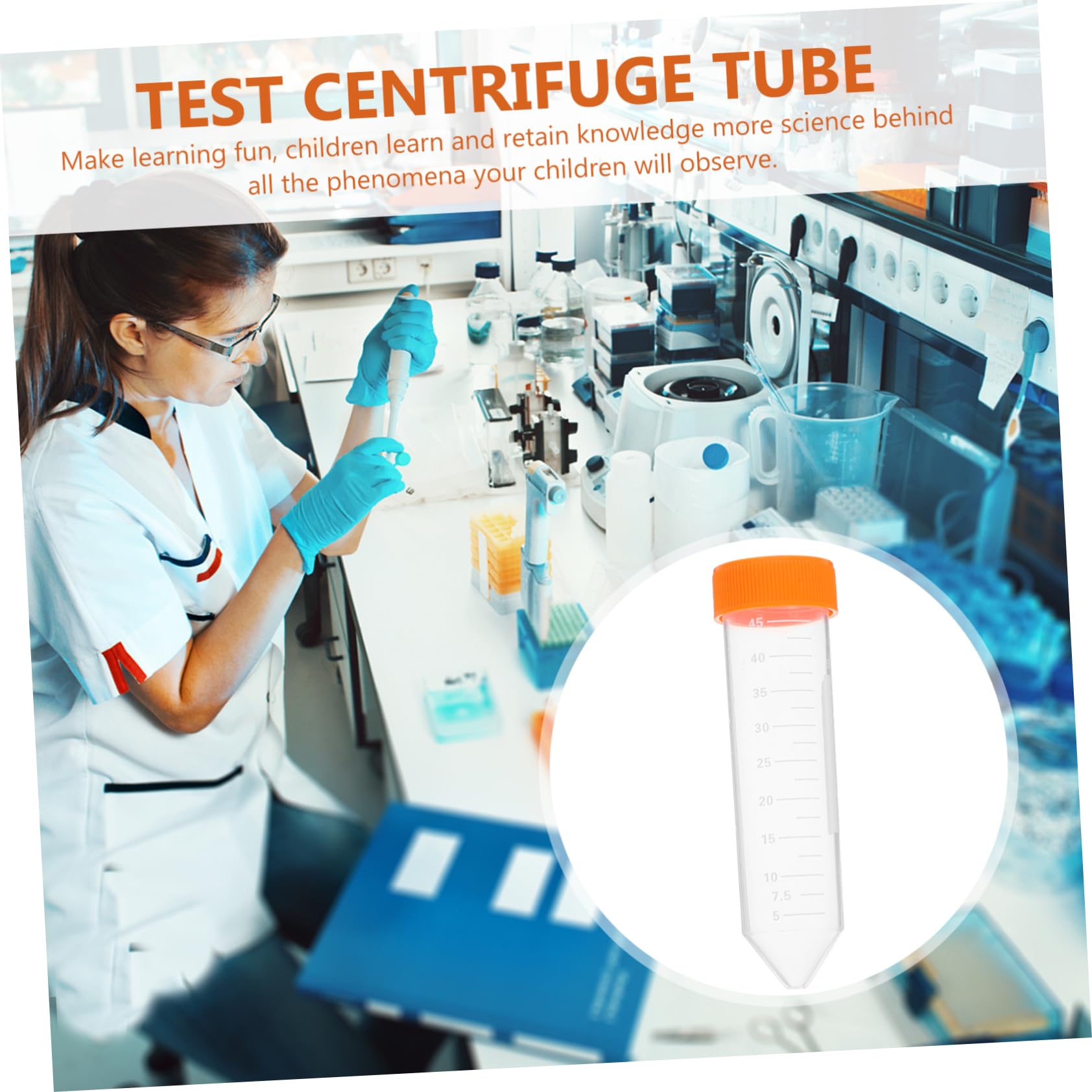 POPETPOP 50pezzi Provette Da Centrifuga in Plastica Trasparentper Conservazione Dei Campioni Di Laboratorio Per Test Scientifici