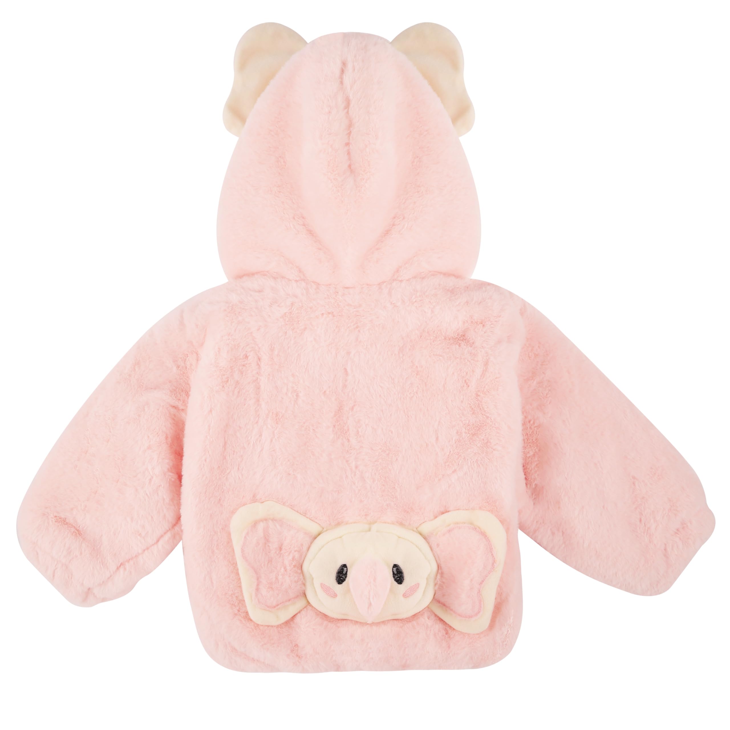Bold N Elegant Kids Wool Fur Hooded Elephant Front Open Zipper Coat Jacket, Winter Party Coat for Lil Boy Girl (IN, Age, 6 Months, 12 Months, Pink) - Image 3 thumbnail