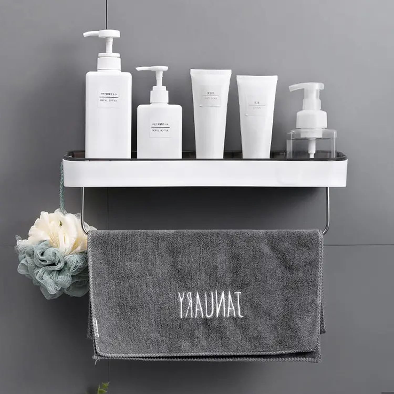 JIALTO Multipurpose ABS Plastic Kitchen Bathroom Shelf for Wall Mounted Suspended No Drilling Basket Kitchen Storage Holder Shelf Organizer Rack for Shampoo Conditioner Towel Brush Storage (B0CD49XTJD) Amazon Price History, Amazon Price Tracker