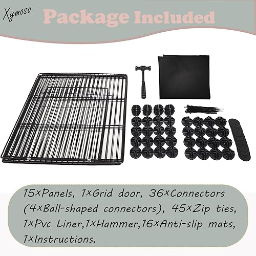 Miniatura 5 de Xymoso Jaulas de conejillo de indias con parte inferior de lona impermeable, 16 paneles de jaula de animales pequeños para mascotas con puerta para