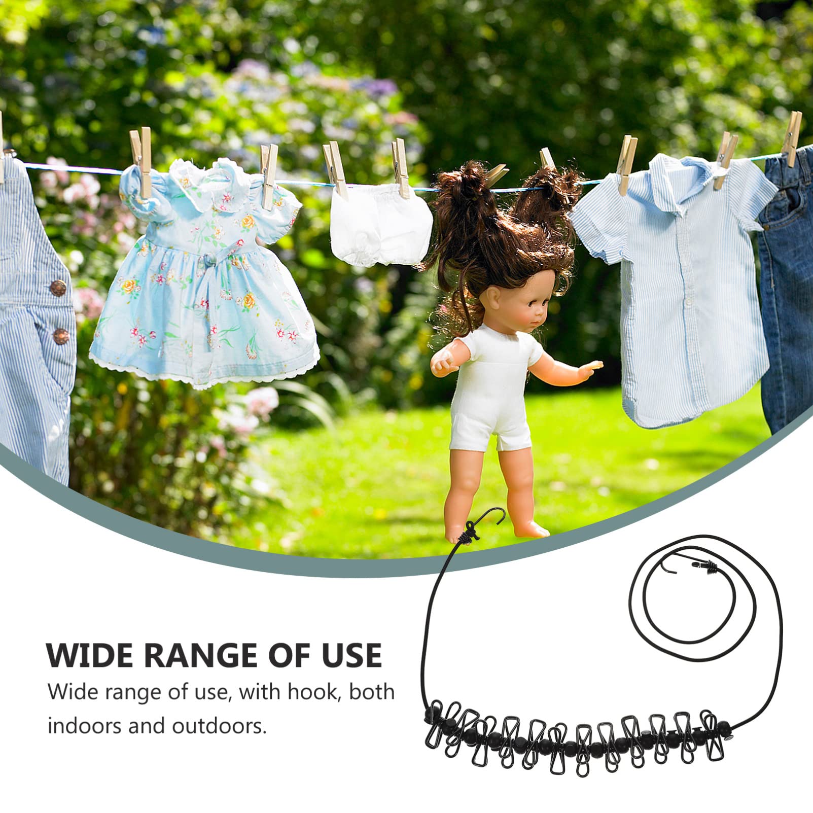 Zerodeko 4 Set Di Corde Per Asciugare I Vestiti Da Esterno Più Resistenti Con Clip Antivento Nere Per Viaggi Campeggio Casa E Giardino 2 Pezzi * 4