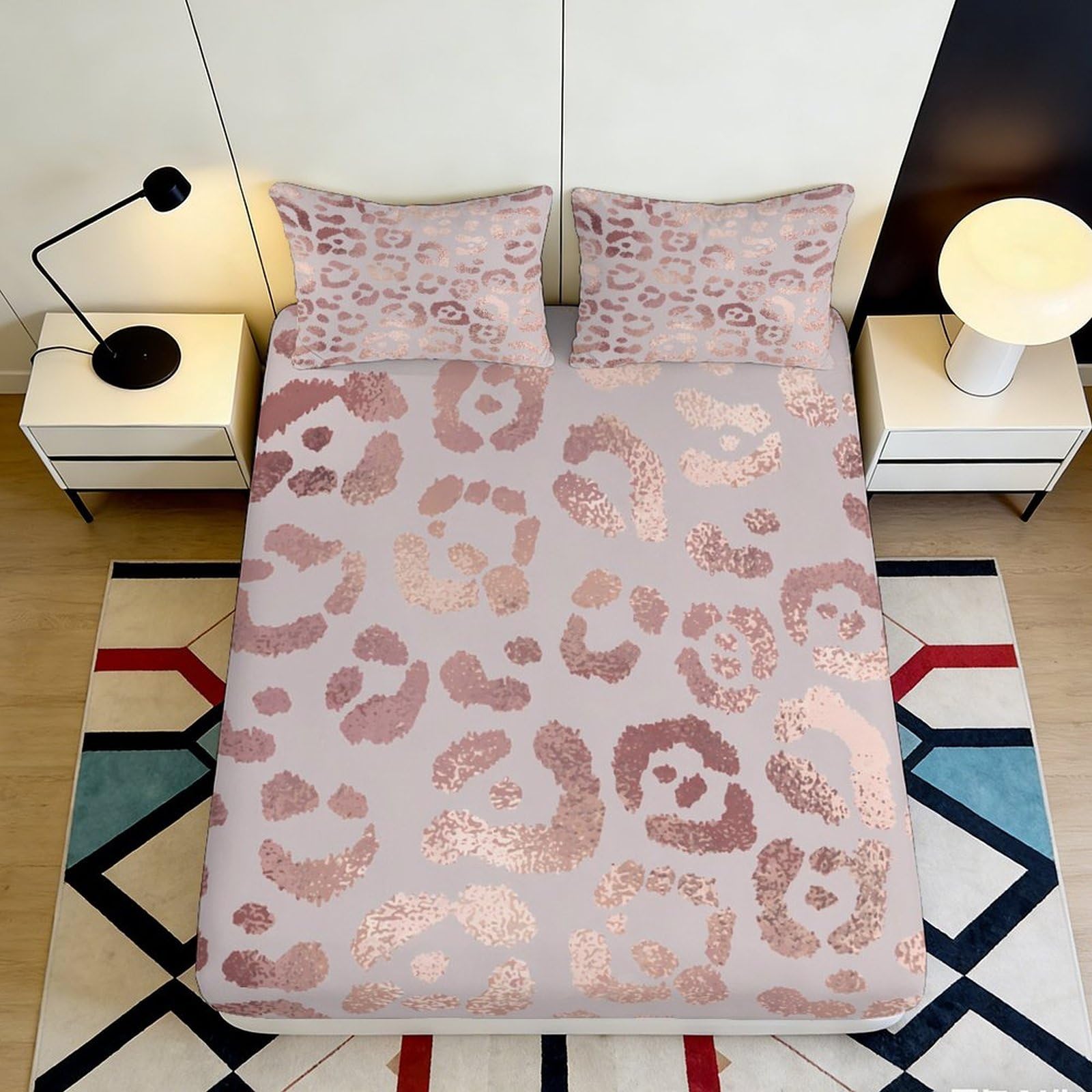 Tjiqhvmrn Style-10 3D Printed Leopard Pattern Fitted Sheet Microfiber Deep Pocket Non-Slip Bedroom Decor Leopard Mattress Fitted Cover Washable 90X200x25cm