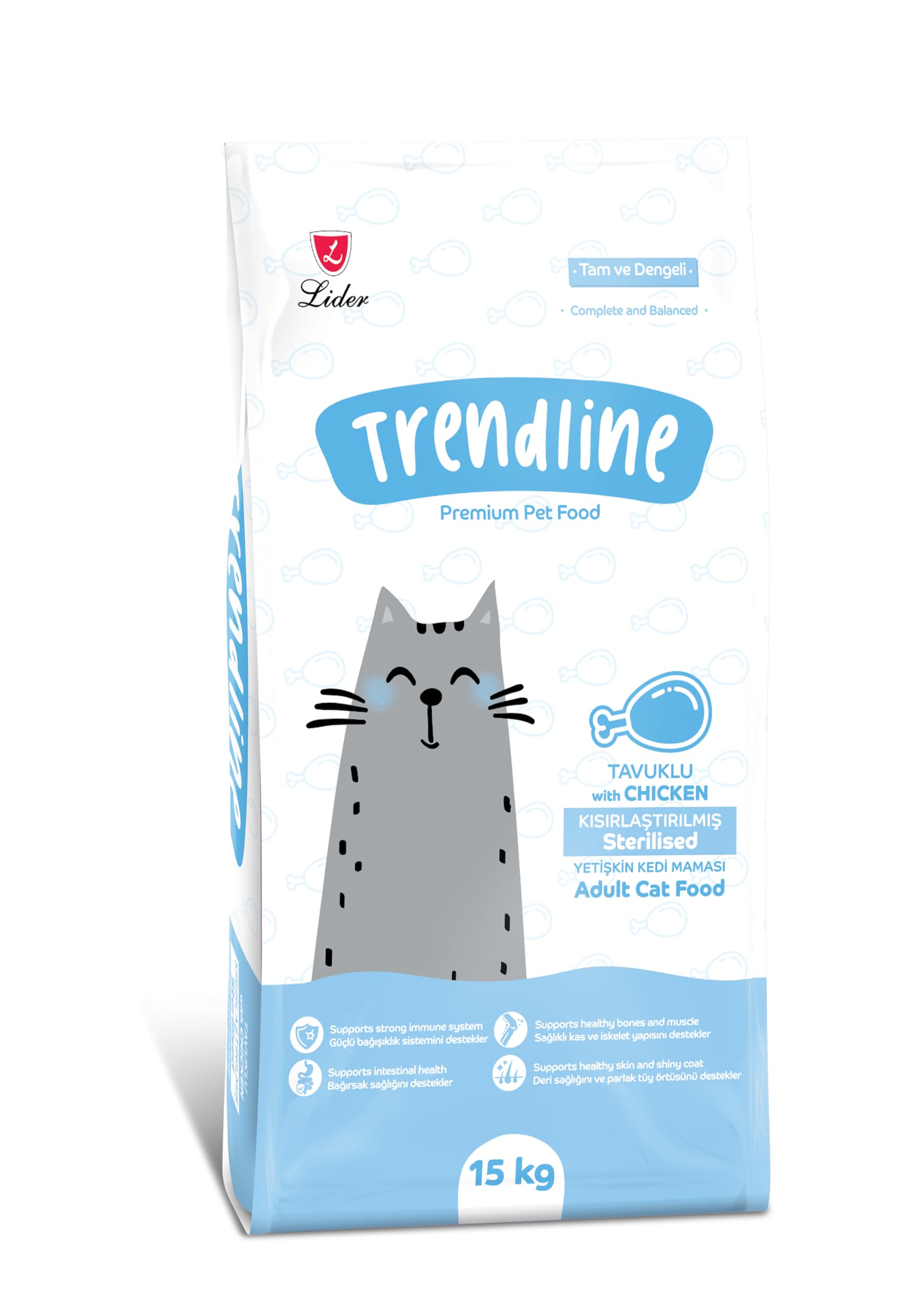 Trendline Yetişkin 27/10 Kısırlaştırılmış Tavuklu Kedi Maması 15 Kg