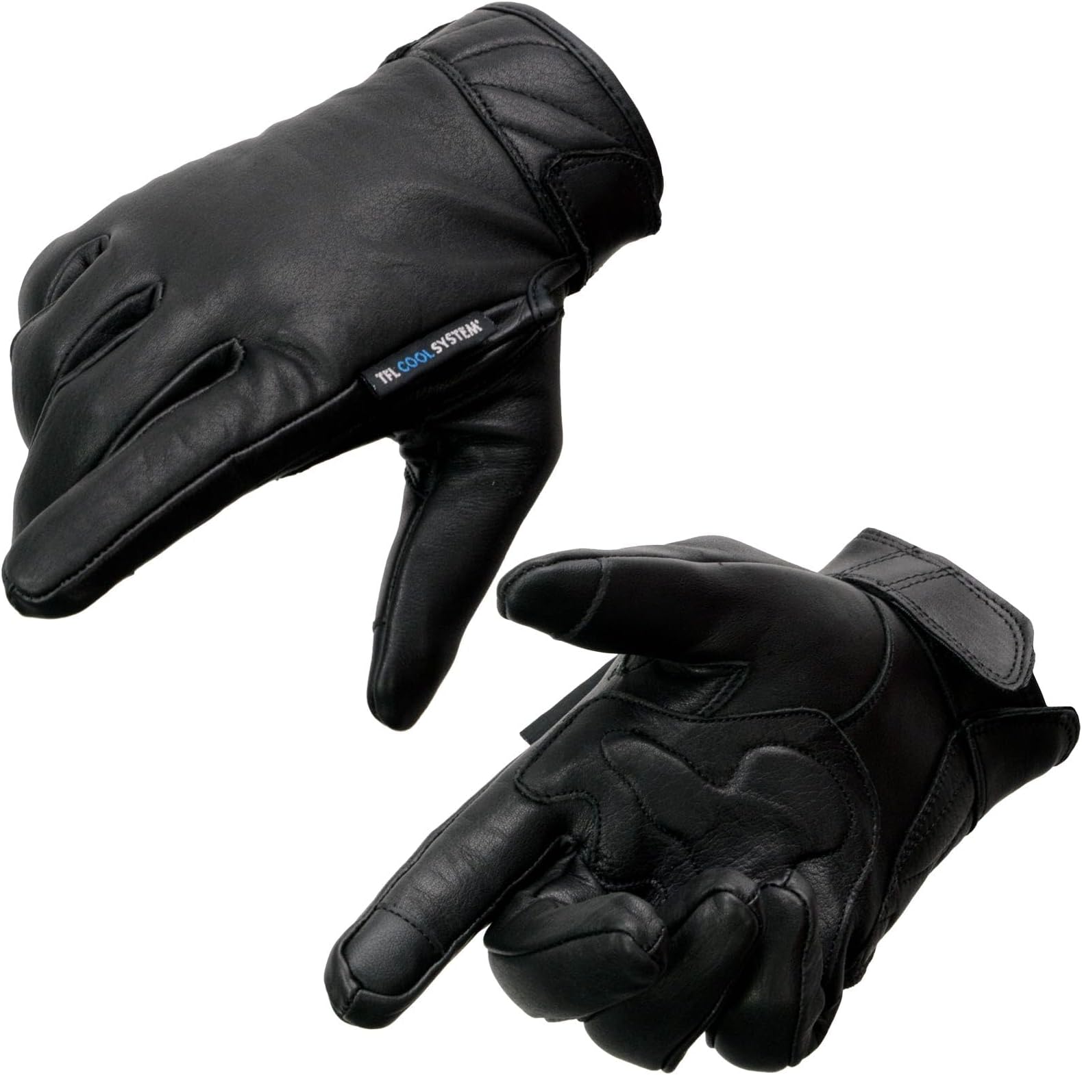 Milwaukee Leather MG7502 Men's Black Leather ‘Cool-Tec’ with i-Touch Screen Compatible Gel Palm Motorcycle Hand Gloves