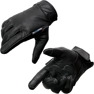 Milwaukee Leather MG7502 Men's Black Leather ‘Cool-Tec’ with i-Touch Screen Compatible Gel Palm Motorcycle Hand Gloves