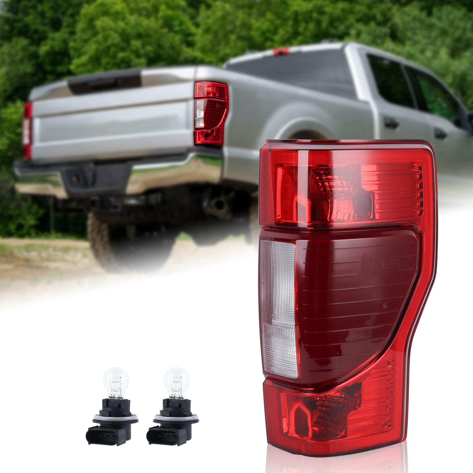 Duolctrams Halogen Type w/Bulbs Non-LED Tail Light Rear Lamp Assembly w/Blind Spot (Module NOT Included) Compatible for 2020 2021 2022 Ford F250/F350/F450 Super Duty Right Side LC3Z-13404-A FO2801279