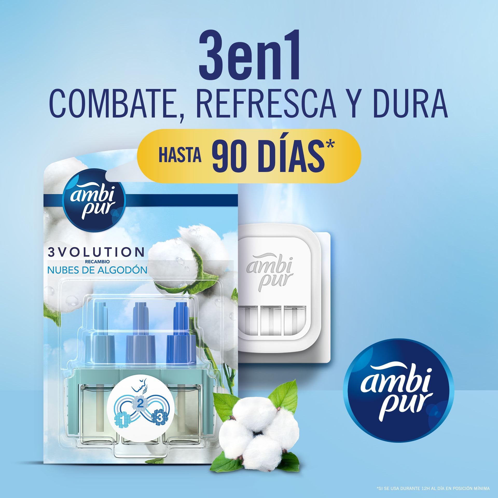 Ambi Pur 3Volution Recambio De Ambientador Eléctrico Tatami Japonés, 3 Aromas Que Alternan Para Eliminar Olores, El embalaje puede variar