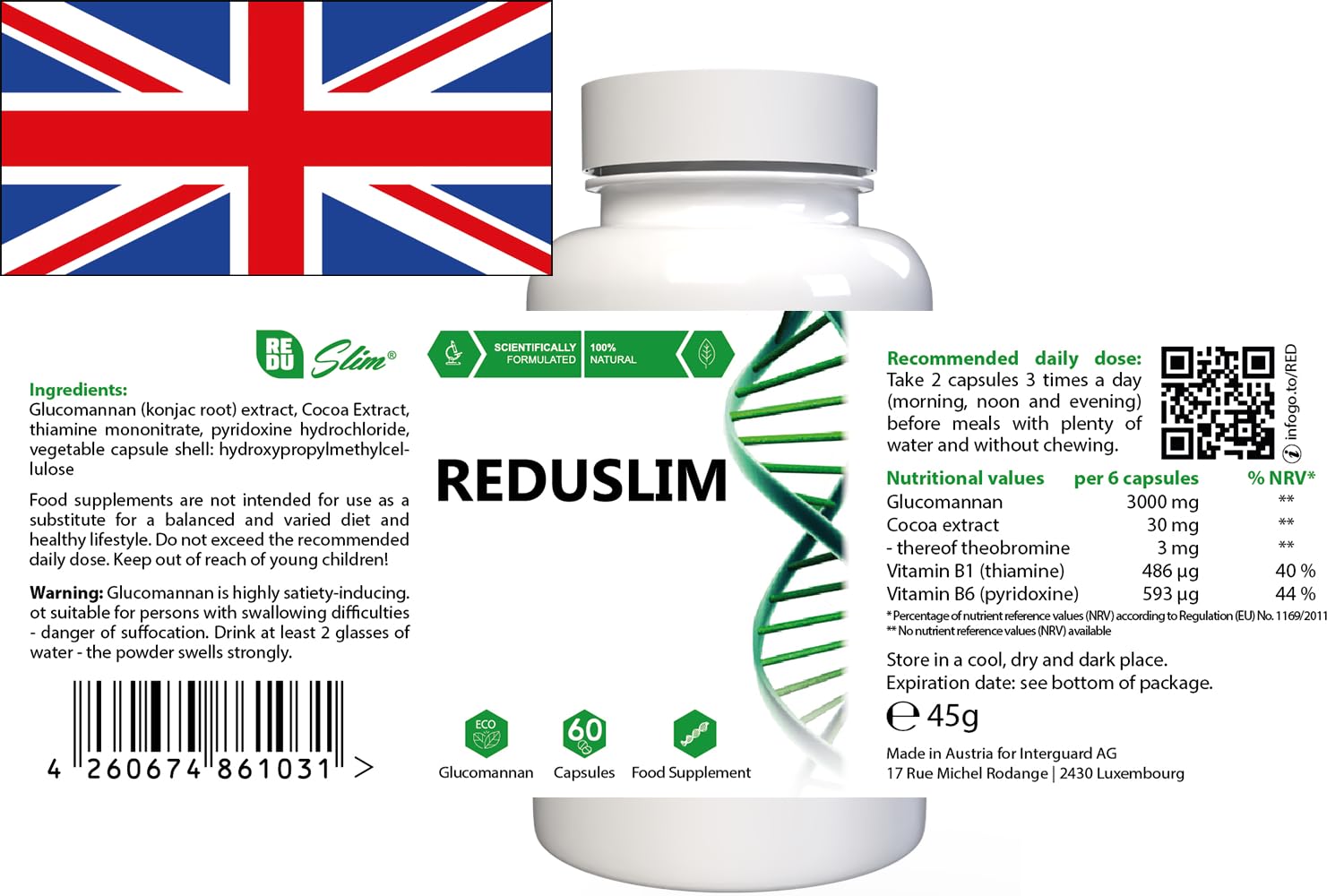 Reduslim - 120 capsule (2 x 60 capsule), confezione da 2 pezzi